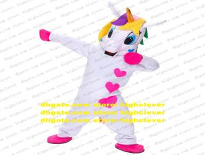 Unicornio con cuerno de oro Flying Horse Rainbow Pony Mascot disfraz de carácter adulto Publicidad Square Publicidad CX4028 SHIP8685527