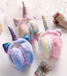 Unicorns oreille Muffs Enfant hiver beau épaississeur en peluche à licorne oreillettes de tricot en tricot en tricot