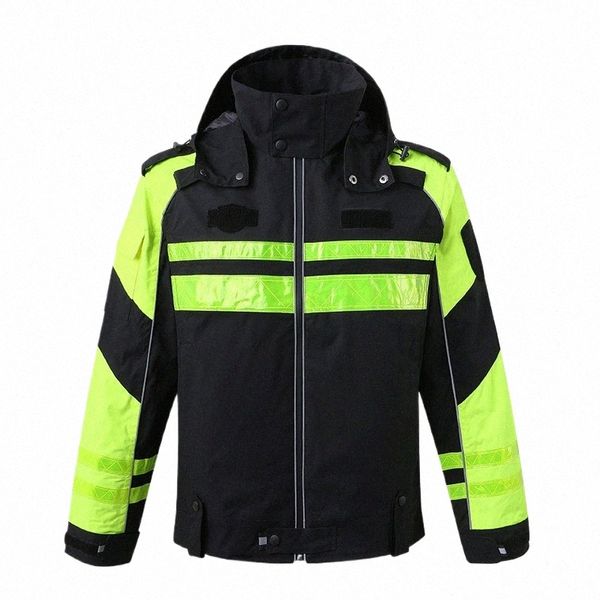 Veste d'uniforme Vêtements de sécurité Vêtements de travail Salut Vis Workwear Veste Veste de pluie réfléchissante Cyclisme Poches multifonctions H0pu #