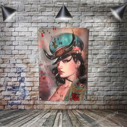 Uniform Ox Hat Dames Vlag Banner Sexy Lady Beauty and Art Woondecoratie Opknoping Vlag 4 Gromer In Corners 3 * 5ft 96 * 144cm Inspirational Wall Decor