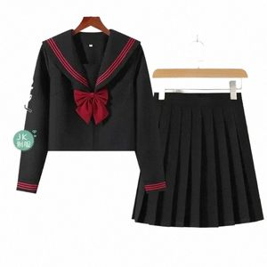 Uniform School Student Stijl Rokken ZWART Cosplay Anime Pak Top Japanse Orthodoxe Koreaanse Meisje Sailor Class College b7TY #