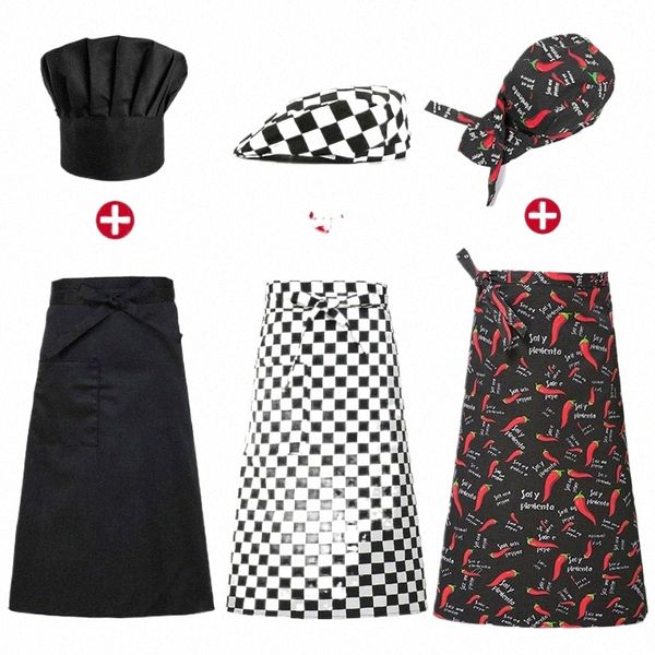 Uniforme Conjunto Cocina Abril Catering Cap Hotel Chef Delantal Hombre Restaurante Cocina Cocinero Trabajo Abril Panadería Café Mujer Camarero Sombrero 72tN #