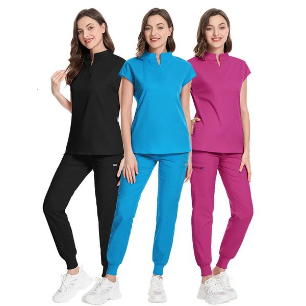 Femmes uniformes Scrubs SetS Tops Pant Robes Infirmières Accessoires Pet Shop Doctor Beauty Spa Salon Wokrwear Vêtements 240418