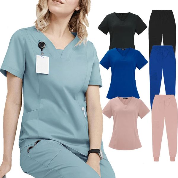 Uniformes Woman Scrub Set Nurse Beauty Salon Salon Works Clinical Scrubs Top Pant Spa Doctor Nursing TUNIC Suite 240410