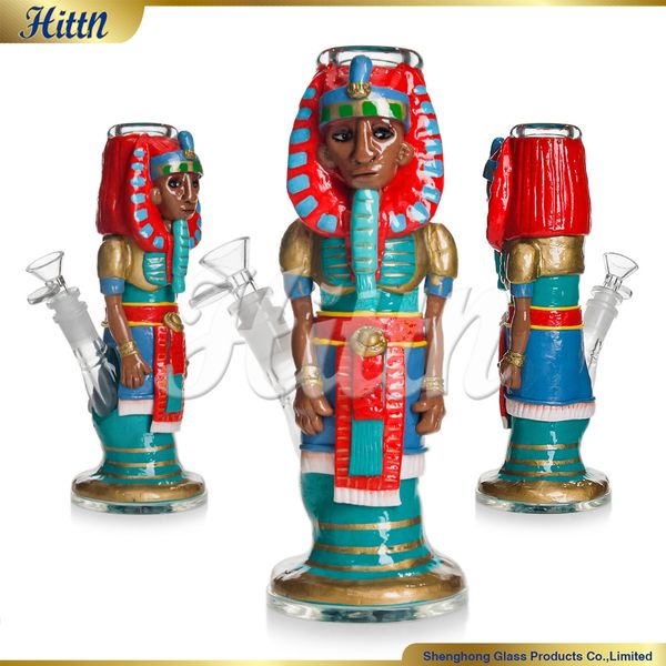 Pipe de peinture à main de 10 '' Bang 3D Pipe à main Unique Egypte Pharaon 420 Bong Bong Hourg Glass Water Pipe de tabagisme avec des accessoires de basse-sol de 14 mm 2024 NOUVEAU