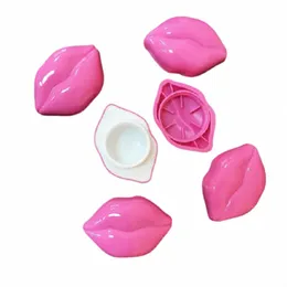 Único 10 g Tarro de crema Rojo Rosa Boca grande Lápiz labial Ctainer Labio en forma de labio Jalea Caja Cosmética Crema para la cara Tarro 25 piezas O4OZ #
