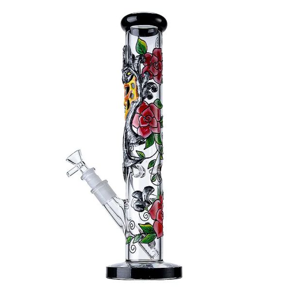 Único 14 Polegada Hookahs 5mm Grosso Vidro Bong Tubo Reto Oil Dab Rigs Artesanato Tubulações de Água 18mm Junta Feminina com Tigela BJ