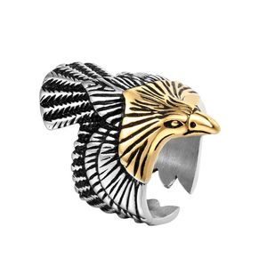 UNIQUE 14K GOLD BIKER EAGLE RING MENS HIP-HOP ANIMAN AMÉRICAN EAGLE RING BIELRIR CADE