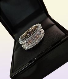 Unique 2pcs couple anneaux bijoux classiques Six Claw REAL 925 SER un topaze blanc sterling topaze cz diamant femme mariage Rin7659781