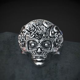 Unieke 316L roestvrij staal zware suiker schedel ring heren Mandala bloem Santa Muerte Biker sieraden maat 7-14313T