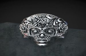 Unique 316L en acier inoxydable à sucre lourd Skull Ring Mens Mandala Flower Santa Muerte Biker Bijoux Taille 7 148048849