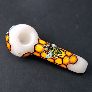 Unieke 3D-ontwerp Bee Smedig Pijpen Mini Olie DAB Rigs Glazen Lepel Pijp Rook Accessoires Hoofdy Tobacco Pipes GID11