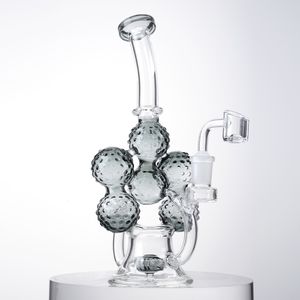 Unique 6 Ball Recycler Pommeau De Douche Perc Narguilés Noir Vert Bleu Disponible 4mm D'épaisseur Verre 14mm Femelle Joint Avec Banger Huile Verre Pipe À Eau Dab Rigs XL-2241