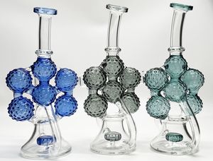 Unique 6 Ball Showerhead Perc Hookahs Reciclador de alta calidad Bong de vidrio 4 mm Bongs gruesos 14 mm Famale Joint Dab Oil Rigs Tuberías de agua con Banger XL-2241