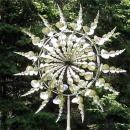 Unieke en magische metalen windmolen 3D windaangedreven kinetische sculptuur gazon metalen windspinners tuin en tuin decor cadeau