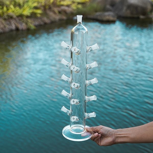 Unique Big Bong High 19 pulgadas Tubo recto Bongs de vidrio Clear Forma especial Hookahs con 15 14 mm Junta hembra Tubos de agua pesada Plataformas