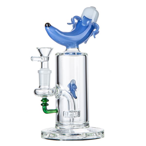 Bong unique en forme de banane en verre d'eau capiteuse Bong narguilés conduites d'eau huile Dab Rigs pomme de douche percolateur 14mm joint femelle 7 pouces 5mm d'épaisseur bongs en verre avec bol