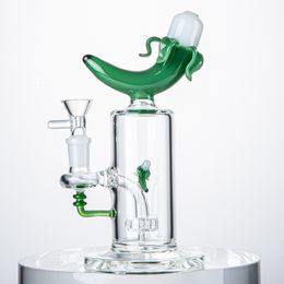 Unieke bongglazen bongs 14 mm vrouwelijke gewricht waterpijpen geel blauw groen 7 inch bananenvorm waterpijp 5 mm