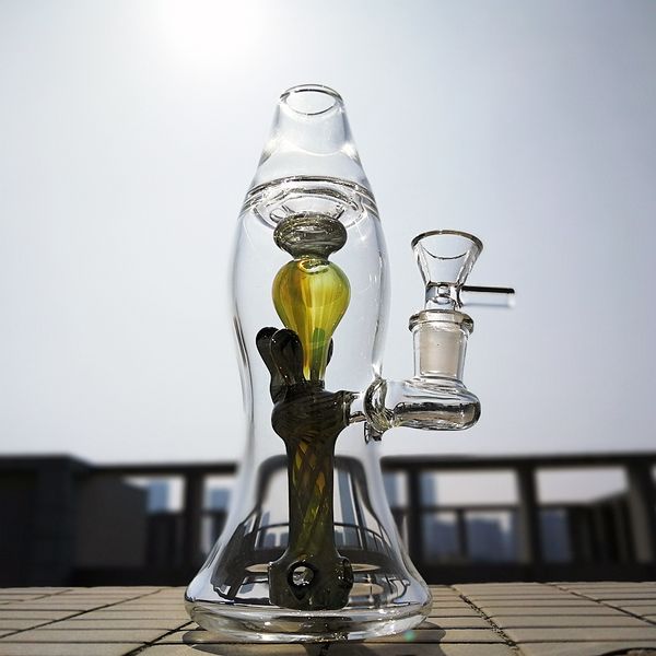 Único Bong Lámpara de lava Bottel Forma Plataforma petrolera 14 mm Junta hembra Tubo de agua de vidrio Bongs 7 pulgadas Mini fumar Dab Rigs con tazón Envío gratis