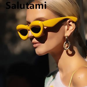 Lunettes de soleil Y2k à lèvres sexy de couleur bonbon unique pour femmes marque de luxe jaune bleu dégradé lunettes de soleil hommes Punk Hip Hop nuances 240131