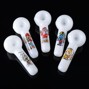 Conception de bande dessinée unique Pipes à fumer Mini huile Dab Rigs Cuillère en verre Tuyau à fumer Tube Bong Accessoires de fumée Tabac en tête GID22