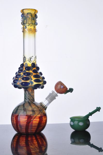 Narguilés uniques Bong en verre coloré Bongs aux champignons Big Water Pipes Recycler en verre épais avec Downstem Livraison gratuite