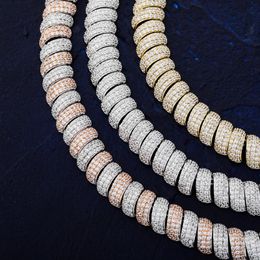 Design unique 14 mm 18/22 pouces Gold plaqu￩ bling cz chain de tuyau jewelle pour hommes bijoux punk cha￮nes de collier