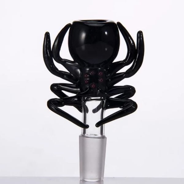 Accessoires de bang en verre à poignée en araignée colorée de conception unique avec bol en verre pour outil de fumée publique de 14 mm à 18 mm