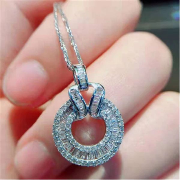 Pendentif en diamant au Design Unique, en argent Sterling 925 véritable, breloque de fête de mariage, collier pour femmes, bijoux de mariée en moissanite