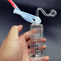 Uniek ontworpen glazen bong waterpijp 5 inch met automatisch veelkleurig LED-licht Spiraalrecycler 10 mm gezamenlijke oliebranderslang Reclaim Catcher Dab Rig Bongs