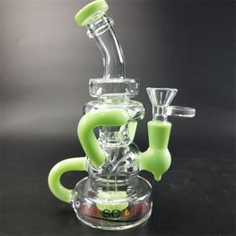 Unique Design Verre Eau Bongs Narguilés Vert Clair Tube 7.4 Pouces 14mm Joint pour Fumer Accessoires