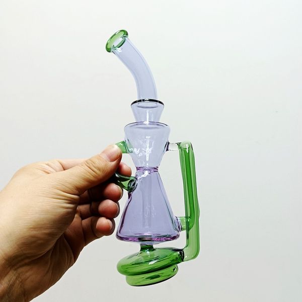 Unique Design Glass Water Recycler Bong Hookahs 7 pouces Oil Dab Rig Bubbler Pipes à fumer
