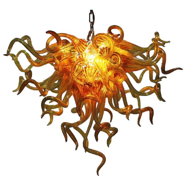 Lampe à suspension LED en verre soufflé à la main au design unique, lustre antique couleur or ambré, éclairage de la lumière de la Turquie, personnalisé 70 par 60 CM