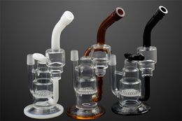 Uniek Ontwerp HOT VERKOOP Glazen Water Bongs Waterpijpen Taart Honingraat Perc Percolator Dap Rigs Recyler Waskolf Pijpen 9.8 inches 14mm Joint