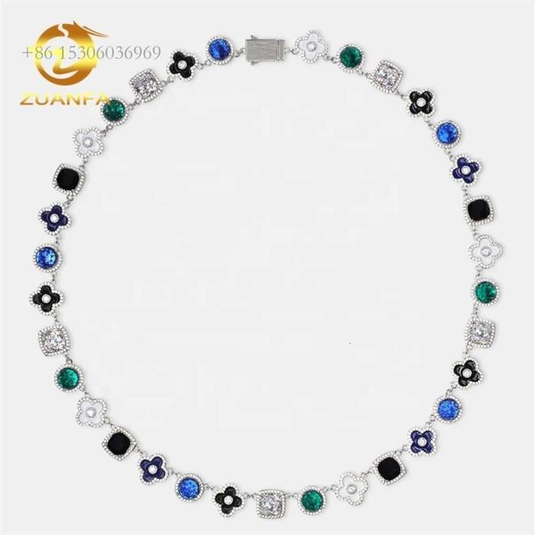 Conception Unique nouveauté glacé Multi cubique zircone Cz pierres précieuses hommes Hip Hop Motif collier