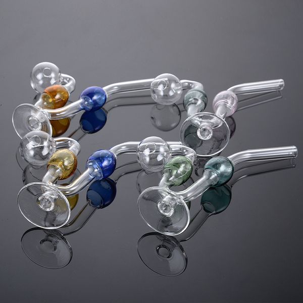 Tuyau de brûleur à mazout en verre Pyrex de conception unique Accessoires pour fumeurs colorés Brûleurs à mazout Tuyaux Mini main Brûlant Dab Rig pour tube Tabac Herbe sèche SW121