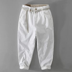 Unieke ontwerpkwaliteit katoenen vrachtbroek mannen merk trend casual broek elastische taille 2936 pantalones hombre pantalon homme 240422