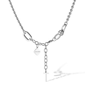 Collier avec pendentif croix en acier inoxydable pour femmes et hommes, Design Unique, maillon de chaîne en argent pour cadeaux charmants n2371