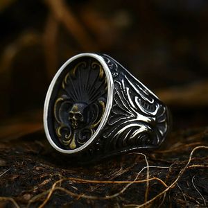 Diseño único Vintage Anillo de calavera de oro de 14k para hombres Mujeres Góticos punk esqueleto anillos de moda accesorios de joyería