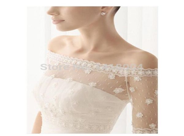 Conception unique de mariage enveloppes de mariée demi-manches longues date dentelle appliques boléro vestes châle manteaux pour robe de mariée acce3802974