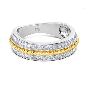 Unieke designer stijl band sieraden wiel massief 925 sterling zilver goud filigraan vrouwen Moissanite ring