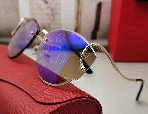 Lunettes de soleil de créateur uniques pour femmes hommes montures serpentine or argent métal sans cadre lunettes de soleil mode vintage lentille en forme de S Uv400 lunettes Oculos Feminino