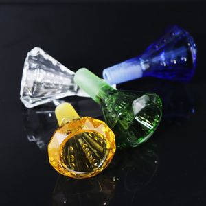 Unieke Diamond Glass Slides Kom Stukken Ronde Heldere Pijpen 14mm Mannelijke Gezamenlijke Olie Brander Dikke Zware Kruid Tabak Bowls Handvat Voor Roken Bongs