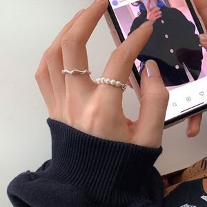 anillos de compromiso únicos nuevo diseño sentido de la cadena de perlas pequeñas anillo de plata anillo de niña anillo vegetariano anillo de estudiante INS anillos de clase anillos a juego pareja 01