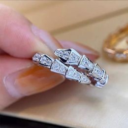 unieke eeuwigheid stapelbaar Desingers Ring Luxurys Breedte Smalle versie Heren dames- en damesringen Open lichtzilver Snake Full Bone nice Diamond to Plated