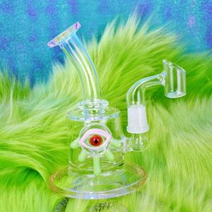 Pipe à eau rose unique en verre Bong tube courbé Dab Rig et Perc Oil Rigs 14 mm Joint Bongs