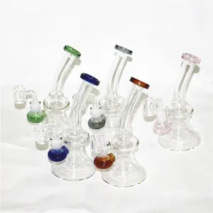 Bong en verre unique Bong en verre épais recycleur 14mm Joint Bol Fumer Collecteur Plates-formes pétrolières Bécher en verre Bong Base épaisse droite