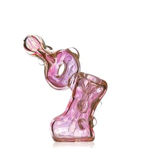 Elegante pipa de martillo de vidrio Pyrex rosa: 5,7 pulgadas, burbujeador único para fumar a la moda