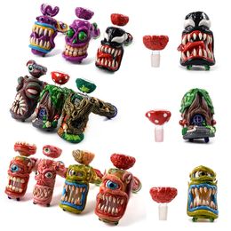 Unieke Halloween -stijl waterpijpen Hand roken Accessoires 6 inch Kleine Oil Burner Pipes Heady Glass Bongs Kleurrijke rookpijp met 18 mm gewrichtskom