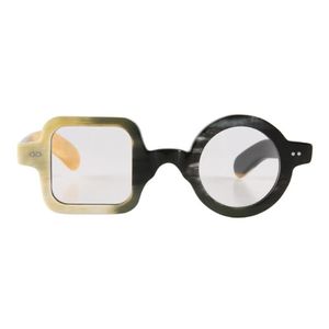 Único hecho a mano blanco negro medio redondo cuadrado cuerno gafas de sol gafas ópticas marcos de moda 290b